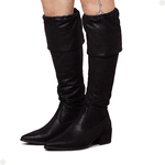 Bota Feminina Over The Knee Cano Longo Colado Bico Fino Salto Baixo