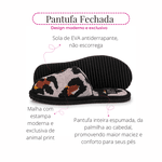 Pantufa Feminina Fechada Animal Print Premium Antiderrapante