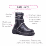 Coturno Feminino Winter Preto Com Aplique Em Strass Sola Antiderrapante 