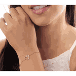 Pulseira De Ouro 18k Elo Português com Coração com Zircônia