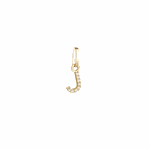 Pingente de Ouro 18k Letra J Com Zircônias