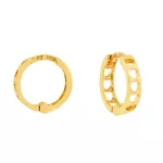 Brinco De Ouro 18k Meia argola corações vazado