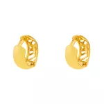 Brinco De Ouro 18k Meia argola trabalhada com flor
