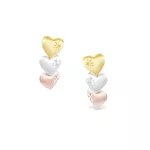 Brinco De Ouro 18k Três Corações Tricolores