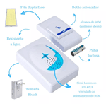 Campainha Sem Fio residencial inteligente eletrônica Wifi até 100 Metros wireless c/ vários toques bivolt plug play longo alcance resistente a água