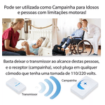 Campainha Sem Fio residencial inteligente eletrônica Wifi até 100 Metros wireless c/ vários toques bivolt plug play longo alcance resistente a água