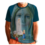 Camiseta Nossa Senhora de Fátima. GCA1346 Azul Petroleo