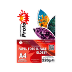 PAPEL FOTO A4 GLOSSY DUPLA FACE 220G 20FLS PROTOINK