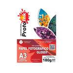 PAPEL FOTO A3 GLOSSY D.F 180G 20FLS PROTOINK