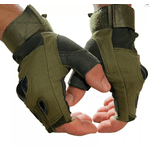 Luva Tatica Airsoft Paintball Militar Meio Dedo Verde