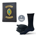 Kit Carteira Brasão Exército Brasileiro e 3 pares de Meião Preto