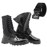 KIT Coturno Militar Atalaia Patriota Couro (Com Zíper) + Cinto engate rápido