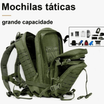 Mochila Tática Militar Verde -Multifuncional Impermeável – 50 Litros À Prova D'água De Grande Capacidade Camping