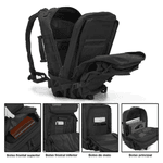 Mochila Tática Militar Preto -Multifuncional Impermeável – 50 Litros À Prova D'água De Grande Capacidade 