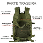Mochila Tática Militar Verde -Multifuncional Impermeável – 50 Litros À Prova D'água De Grande Capacidade Camping