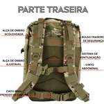Mochila Tática Militar Camuflada -Multifuncional Impermeável – 50 Litros À Prova D'água De Grande Capacidade Camping
