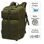 Mochila Tática Multi- funcional Impermeável 50 Litros - Verde selva