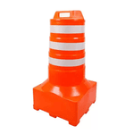 Cone barril 110cm Base Quadrada C/Faixa refletiva 58x58x1,15M Laranja e Branco 60031220 sinalização