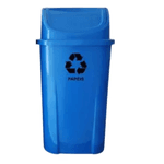 Lixeira Basculante 60L Azul Coleta Seletiva Com Adesivo Papeis LP 13983