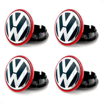 Kit 4 Calotinhas Centro de Roda VW Jetta/Amarok – Com Borda Vermelha + Estilo Esportivo Premium