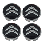 Kit 4 Calotinhas Citroën Preto – Acabamento Premium para Rodas Originais C3, C4, DS3 e DS4