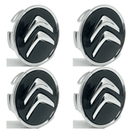 Kit 4 Calotinhas Citroën Preto – Acabamento Premium para Rodas Originais C3, C4, DS3 e DS4