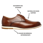 Sapato Oxford Five Days Masculino Em Couro Legítimo Caramelo