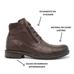 Bota Coturno Masculino Casual Five Days Em Couro Legitimo Café