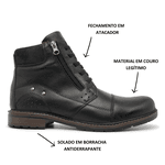 Bota Coturno Masculino Casual Five Days Em Couro Legitimo Preto