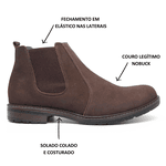 Bota Botina Casual Masculina Five Days Em Couro Legitimo Café