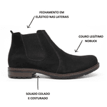 Bota Botina Casual Masculina Five Days Em Couro Legitimo Preto