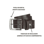 Cinto Masculino Social Five Days Em Couro Com Regulagem Café