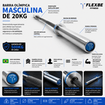 Kit 5 Barras Olímpicas Oficial Crossfit LPO + 300kg Anilhas Bumper + 5 Pares Presilhas Flexbe Fitness