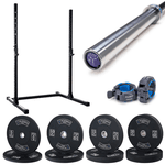 Kit Treino Completo com Squat Rack de 1.80, Barra de 20kg e Anilhas