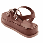 Sandália Flatform Feminina Papete Tiras Fivela 23410 Floter Cacau