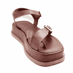 Sandália Flatform Feminina Papete Tiras Fivela 23410 Floter Cacau
