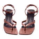 Sandáilia Feminina De Dedo Salto Baixo Fino 5412 Croco Cacau