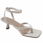 Sandáilia Feminina De Dedo Salto Baixo Fino 5412 Croco Off White