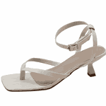 Sandáilia Feminina De Dedo Salto Baixo Fino 5412 Croco Off White