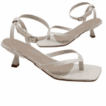 Sandáilia Feminina De Dedo Salto Baixo Fino 5412 Croco Off White