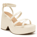 Sandália Feminina Anabela Com Tiras 194002 Croco Off White
