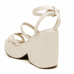 Sandália Feminina Anabela Com Tiras 194002 Croco Off White
