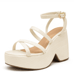 Sandália Feminina Anabela Com Tiras 194002 Croco Off White