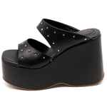 Tamanco Feminino Anabela Plataforma Flor da Pele 182179 Floter Preto
