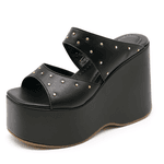 Tamanco Feminino Anabela Plataforma Flor da Pele 182179 Floter Preto