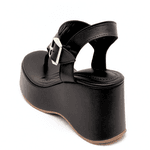 Sandália Anabela Fivela Lateral 9002 Floter Preto Flor da Pele