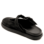 Clog Sabot Preto Nobucado Rasteira Fivela Flor da Pele 008
