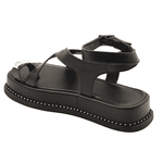 Sandália Flatform Feminina Papete Flor da Pele Tiras Fivela 23403 Floter Preto
