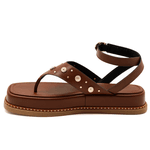 Sandália Flatform Feminina Papete Tiras Fivela 23402 Floter Cacau