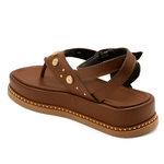 Sandália Flatform Feminina Papete Tiras Fivela 23402 Floter Cacau